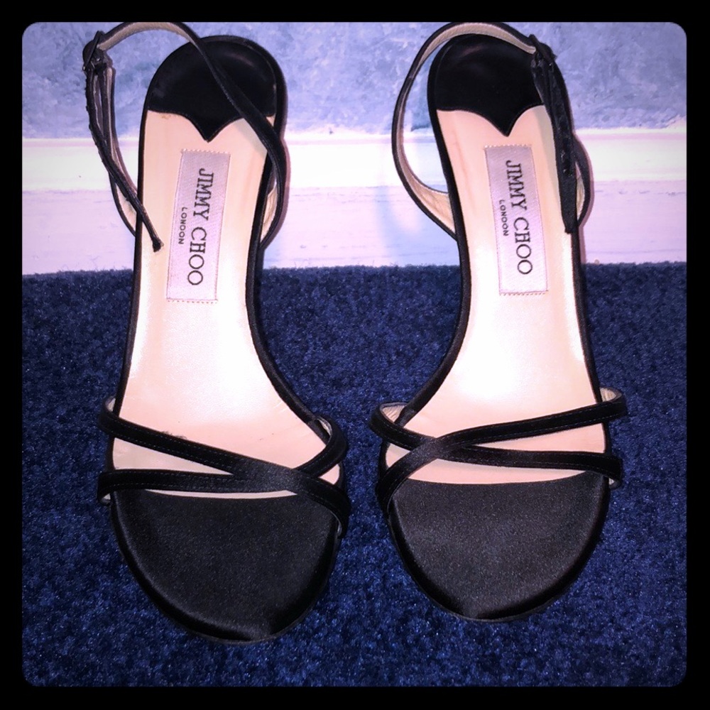 Jimmy Choo Black Satin Slingback